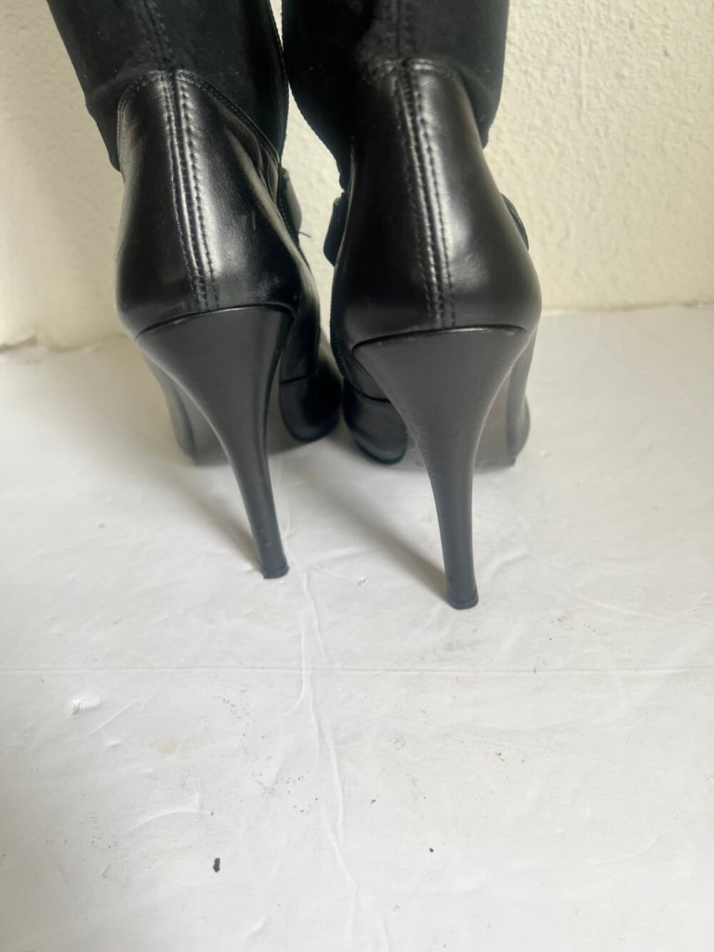 VINTAGE EL DANTES THIGH HIGH LEATHER SUEDE HIDDEN PLATFORM BOOTS SZ 37 / 7 US - Picture 7 of 9